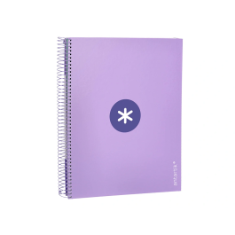 Antartik Cuaderno Espiral Micro A4 Forrada 120 Hojas 90gr Horizontal 5 Bandas Lavanda