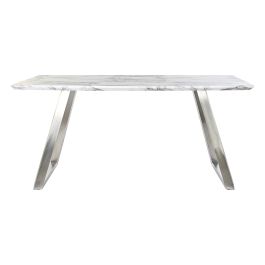 DKD Home Decor Mesa Comedor Moderna Blanca de MDF y Acero 160x90x76 cm DKD Home Decor Mesa Comedor Moderna Blanca de MDF y Acero 160x90x76 cm