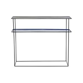 DKD Home Decor Consola Moderna Morden Court de Metal Azul y Negro, Doble Cara con 1 Estantería, 27.5x65x80 cm (Set de 2)