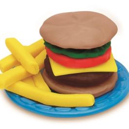 Play-Doh Juego Fiesta de Hamburguesas - Set de Plastilina con 5 Frascos, Parrilla, Moldes y Accesorios - Para Niños +3 Años