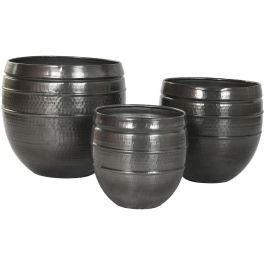 Macetero Moderno DKD Home Decor Gris 40 x 40.5 x 40 cm Set de 3