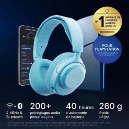 SteelSeries AAATQ03451 Auriculares Gaming Arctis Nova 3PW Inalámbricos Bluetooth + 2.4GHz 40h Batería Azul Cielo
