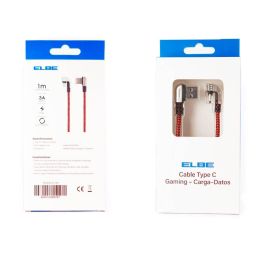 Elbe CA-199 Cable Gaming USB-A a Type-C 1M 90º Durabilidad Nylon Trenzado Aluminio