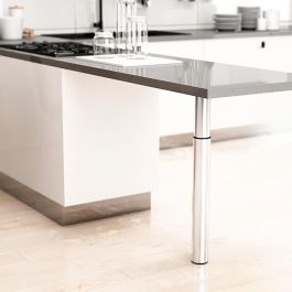 Rei Pata extensible cilíndrica de acero cromo brillo mod.406e, altura 71/110cm, Ø6cm Rei Pata extensible cilíndrica de acero cromo brillo mod.406e, altura 71/110cm, Ø6cm