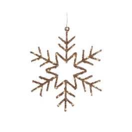 Lumineo Copo Nieve LED Decorativo Interior Metal Dorado 38x38 cm Luz Cálida Fija con Temporizador