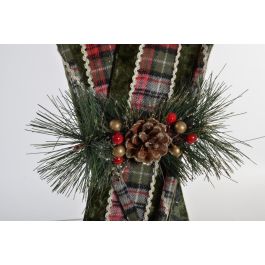 DKD Home Decor Decoración Colgante Navidad Alpina con Esquís Poliéster Terciopelo Verde Rojo 60 cm (2 Unidades)