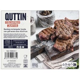 Quttin Bandeja Rectangular con Grill para Horno, de Metal, 43.4 x 31.2 cm (4 Unidades)