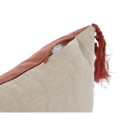 DKD Home Decor Cojín de Algodón Reciclado Boho con Flecos Terracota 15 x 30 x 50 cm Colección Fleky23