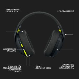 Logitech G435 Auriculares Gaming Inalámbricos LIGHTSPEED Bluetooth con Micrófono Beamforming 18h Batería 165g Negros y Amarillos