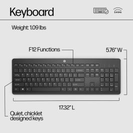 HP 230 Teclado Inalámbrico Chiclet Silencioso Negro Diseño Italiano 2.4 GHz con Atajos y Batería Larga Duración