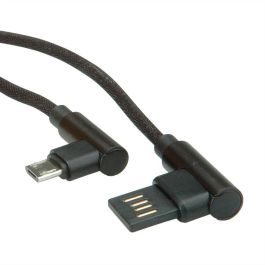 ROLINE USB 2.0 Kabel, gewinkelt, Typ A rev - Micro B, ST/ST, schwarz, 0,8 m