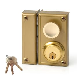 Jis Cerradura de sobreponer con golpe y llave 60 mm izquierda 34-6i, cilindro fijo 52 mm, 3 llaves, dorado