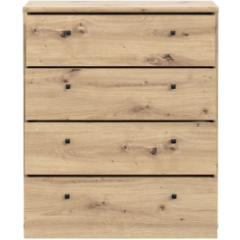 TEMPRA Comoda de 4 Cajones, Efecto Roble Artesano, Dimensiones 73.7 * 34.8 * 85.5 cm, Modelo T2KK212D78