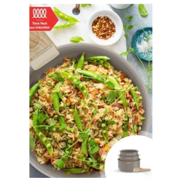 Arthur Martin AM1122 Juego de 3 Cacerolas de Cerámica Ø 16-18-20 cm Mango Extraíble Apto Inducción Color Topo