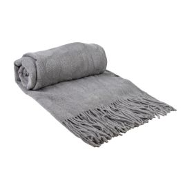 Manta Romimex Gris Con flecos 130 x 200 x 1 cm Precio: 50.49999977. SKU: B1JSKAJNGY