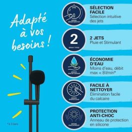 Grohe 269302431 Set de Ducha Vitalio Comfort 110 con Rociador 2 Chorros, Barra 90 cm, Flexo, Ahorro Agua, Negro Mate