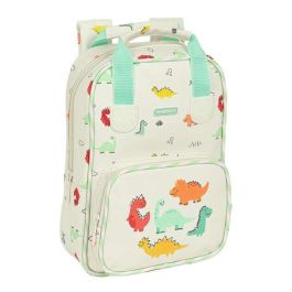 Mochila Escolar Safta Dinos 20 x 28 x 8 cm Crema