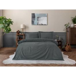 Juego de Cama: 1 Funda Nórdica 220x240 cm y 2 Fundas Almohada 60x60 cm - 100% Algodón Satén Antracita