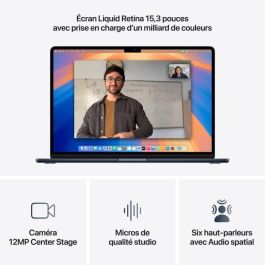 Apple - MacBook Air M4 de 15,3" (2025) - 24 GB de RAM - 512 GB de almacenamiento - CPU de 10 núcleos - GPU de 10 núcleos - Medianoche Apple - MacBook Air M4 de 15,3" (2025) - 24 GB de RAM - 512 GB de almacenamiento - CPU de 10 núcleos - GPU de 10 núcleos - Medianoche