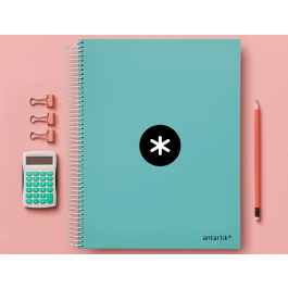 Antartik Cuaderno espiral A4, 120 hojas, 90 gr, liso, 5 bandas, 4 taladros, color menta