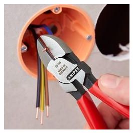 Knipex 70 06 160 T Alicates de Corte Diagonal, 4mm, Acero Cromo Vanadio, Plástico, Protección contra Caídas, Rojo/Amarillo