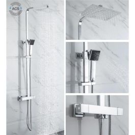 Oceanic Columna de Ducha Termostática, Cabezal Rectangular 30x20cm Acero Inoxidable, Ducha de Mano Cuadrada, Altura Ajustable 82-126cm, Cromo Oceanic Columna de Ducha Termostática, Cabezal Rectangular 30x20cm Acero Inoxidable, Ducha de Mano Cuadrada, Altura Ajustable 82-126cm, Cromo