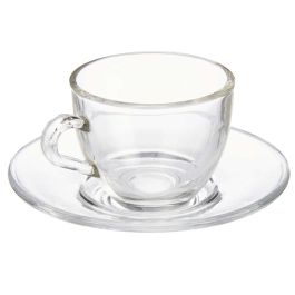 Vivalto Taza de Vidrio para Café 85 ml con Plato - 11x5.5x11 cm (Set de 24)