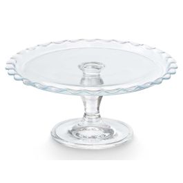 Pasabahce Tartera con Pie de Vidrio Diametro 26 cm, Transparente, Ideal para Hornear y Servir, 12 cm de Alto (Set de 4)