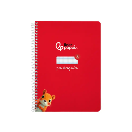 Liderpapel Cuaderno espiral A5 tapa dura 80 hojas 90gr cuadro pautado 3mm color rojo