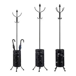 Giftdecor Perchero Paraguero de Metal Redondo Negro 44x185x44 cm