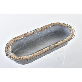 DKD Home Decor Centro de Mesa Cottage Gris Marrón de Hierro y Fibra - 26L x 7A x 51AN cm - Set de 2