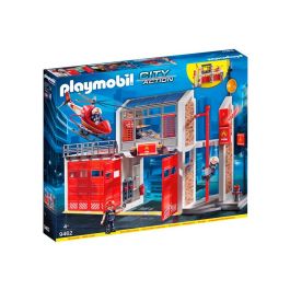 Playmobil 9462 Parque de Bomberos con barra deslizante, alarma de incendios, helicóptero con helipuerto y 2 garajes para vehículos, juego para niños +4 años Precio: 102.50000024. SKU: S7122955
