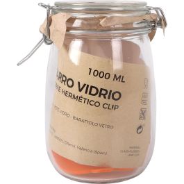 La Mediterranea Tarro Hermetico Vidrio Clip 1000 ml con Medidas 13x9x16 cm