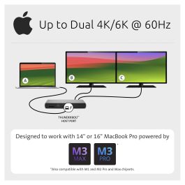 Kensington SD5760T Dock de Puertos Thunderbolt 4 Dual 4K/8K, Carga 96W PD, Ethernet, Lector de Tarjetas SD/microSD, Gris - Compatible con MacBook M-Series