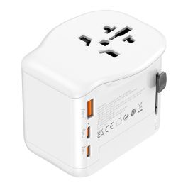 Simon Adaptador Viaje Universal con 3 Puertos USB (1A+2C) Carga Rápida 20W para Más de 200 Países con Bolsa