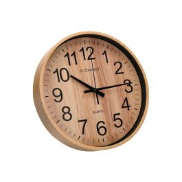 Reloj Q-Connect De Pared De Plastico Redondo 25,7 cm Movimiento Silencioso Color Madera Natural