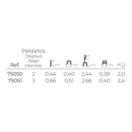 Edm Taburete de aluminio con 3 peldaños, peso máximo 150kg Edm Taburete de aluminio con 3 peldaños, peso máximo 150kg
