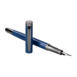 Pluma Belius Neptuno Aluminio Textura Wavy Color Azul Marino Tinta Azul Caja De Diseño