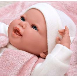Muñecas Arias Muñeca Elegance Colin Rosa de 40 cm con Manta – Muñeco de Peso para Niños +3 Años