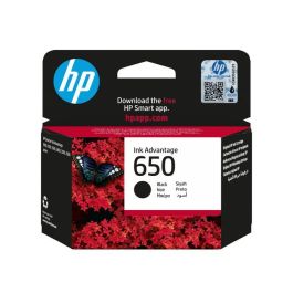 HP 650 Cartucho de Tinta Original Negro de Alto Rendimiento. Imprime textos nítidos y gráficos precisos, con hasta 70% material reciclado.