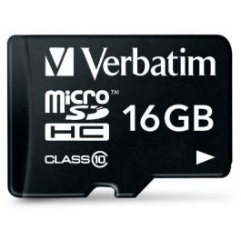 Verbatim MicroSDHC 16GB Clase 10 Tarjeta de Memoria de Alta Velocidad para Smartphones, GPS y Cámaras con Adaptador SD