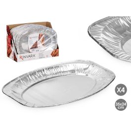 Set 4 Bandejas Ovaladas Aluminio 35X24Cm Kinvara (24 Unidades)