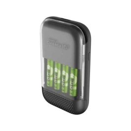 GP Cargador de Baterías Charge 10 Ultra Rápida 10 Minutos con 4 Pilas AA Recyko 1700mAh NiMH, Modo Eco y Pantalla LED