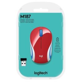 Mini mouse inalámbrico óptico LOGITECH - M187 Rojo