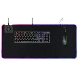 Deltaco Gaming GAM-092 Alfombrilla RGB con Cargador Inalámbrico para Ratón, Neopreno, Negro, 900x400mm