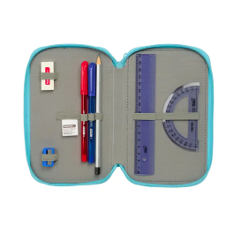 Safta Plumier Escolar Triple Cremallera 37 Piezas Reciclado Moos Fiori 195x125x55 mm