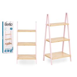Berilo Estanteria Escalera 3 Estantes Bambú y Pino Rosa Natural 40x81x30 cm
