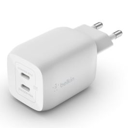 Belkin WCH013VFWH Adaptador de Corriente GaN USB-C 65W, 2 Puertos, Carga Rápida PD 3.0 para Portátil, Smartphone y Tableta - Blanco