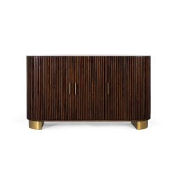 GINER Y COLOMER Aparador Curvo Madera Mango Nogal 150 cm con Tapa Marmol Blanco Precio: 1270.4879. SKU: B16JFANW7Z