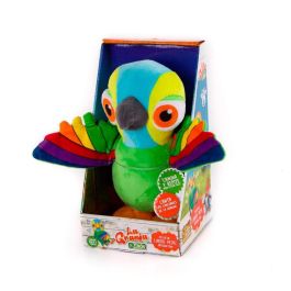 Bandai 80020 Peluche Interactivo Lorito Pepe La Granja De Zenon: Canta, Camina, Repite Voz y Baila. Juguete Educativo Niños +3 meses